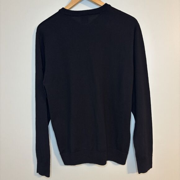 Dunning V-Neck 100% Merino Wool Sweater Men's Large Embroidered Golf - Picture 2 of 9